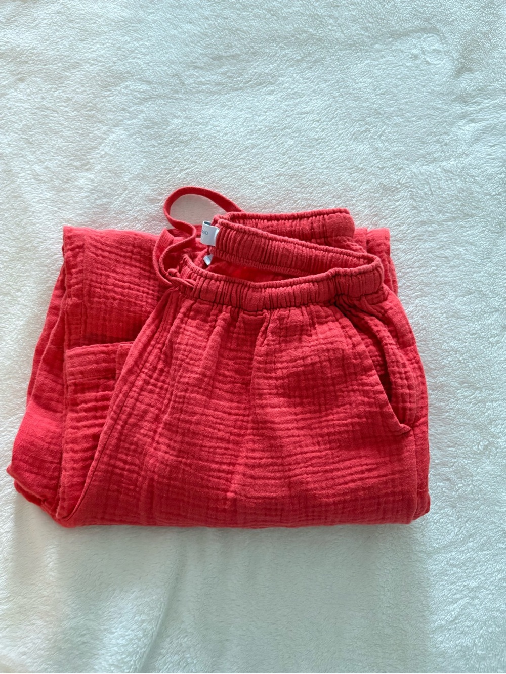 Aritzia Little Moon Red Cotton Gauze Joggers